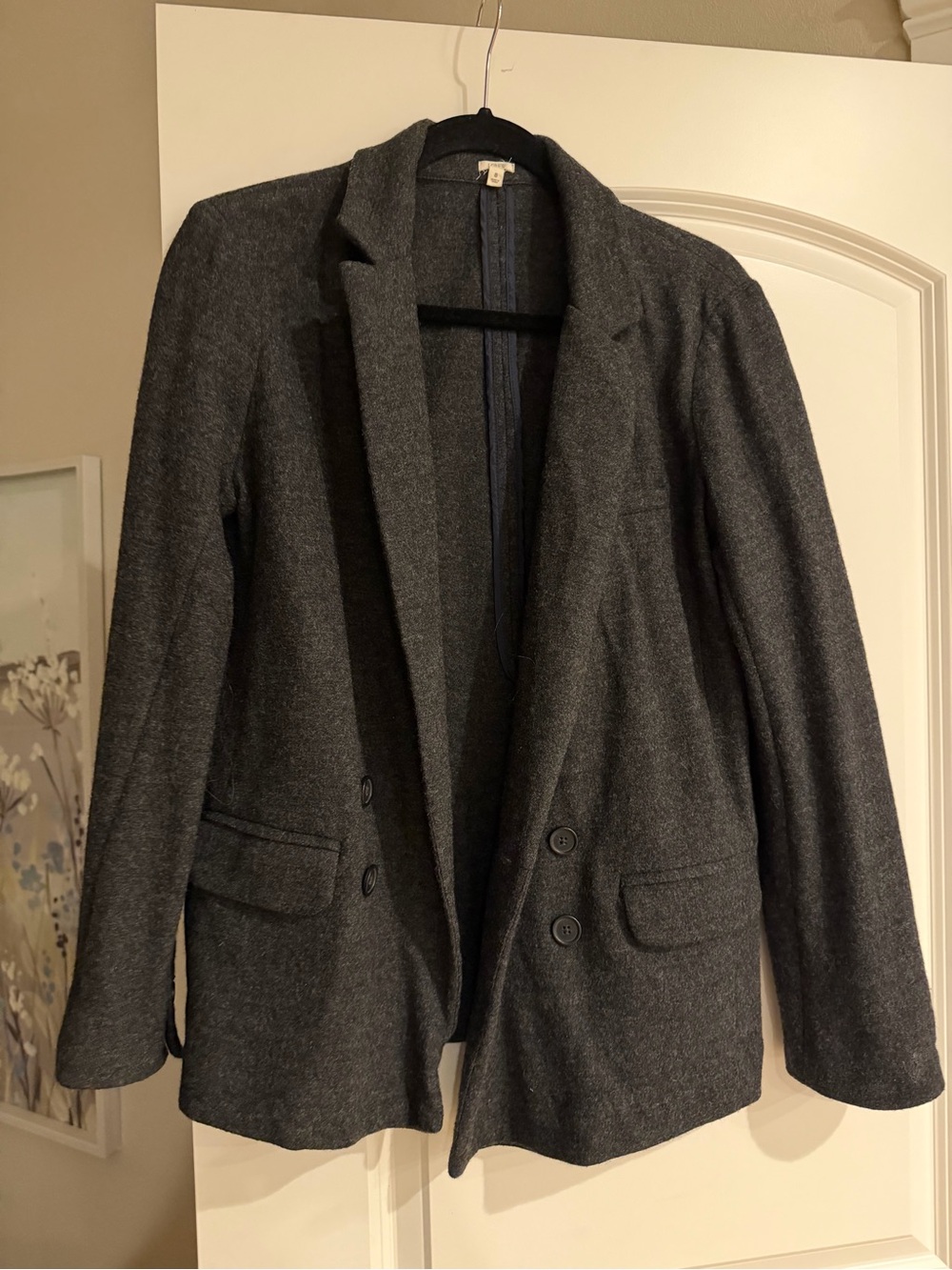 J.Crew Long Benny Wool Double Breasted Blazer Heather Charcoal Size 8 100% wool